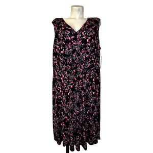New MAGGIE LONDON - London Times Size 22W Navy Floral Hanette Knit Midi Dress